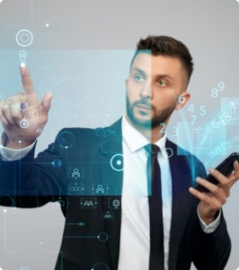 Businessman Clicking Virtual Screen