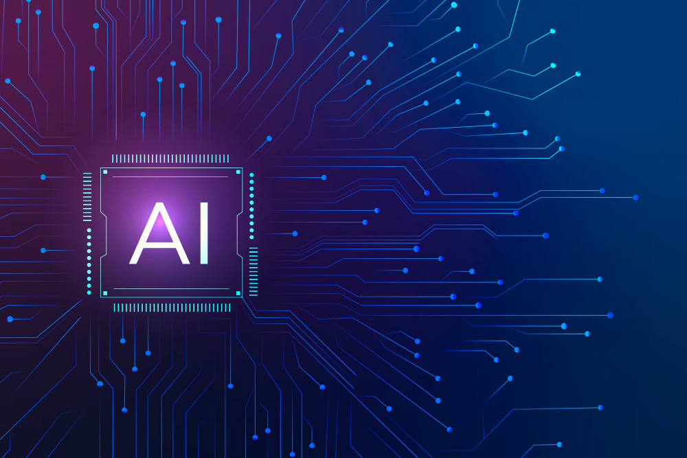 AI Technology Microchip Background Digital Transformation Concept